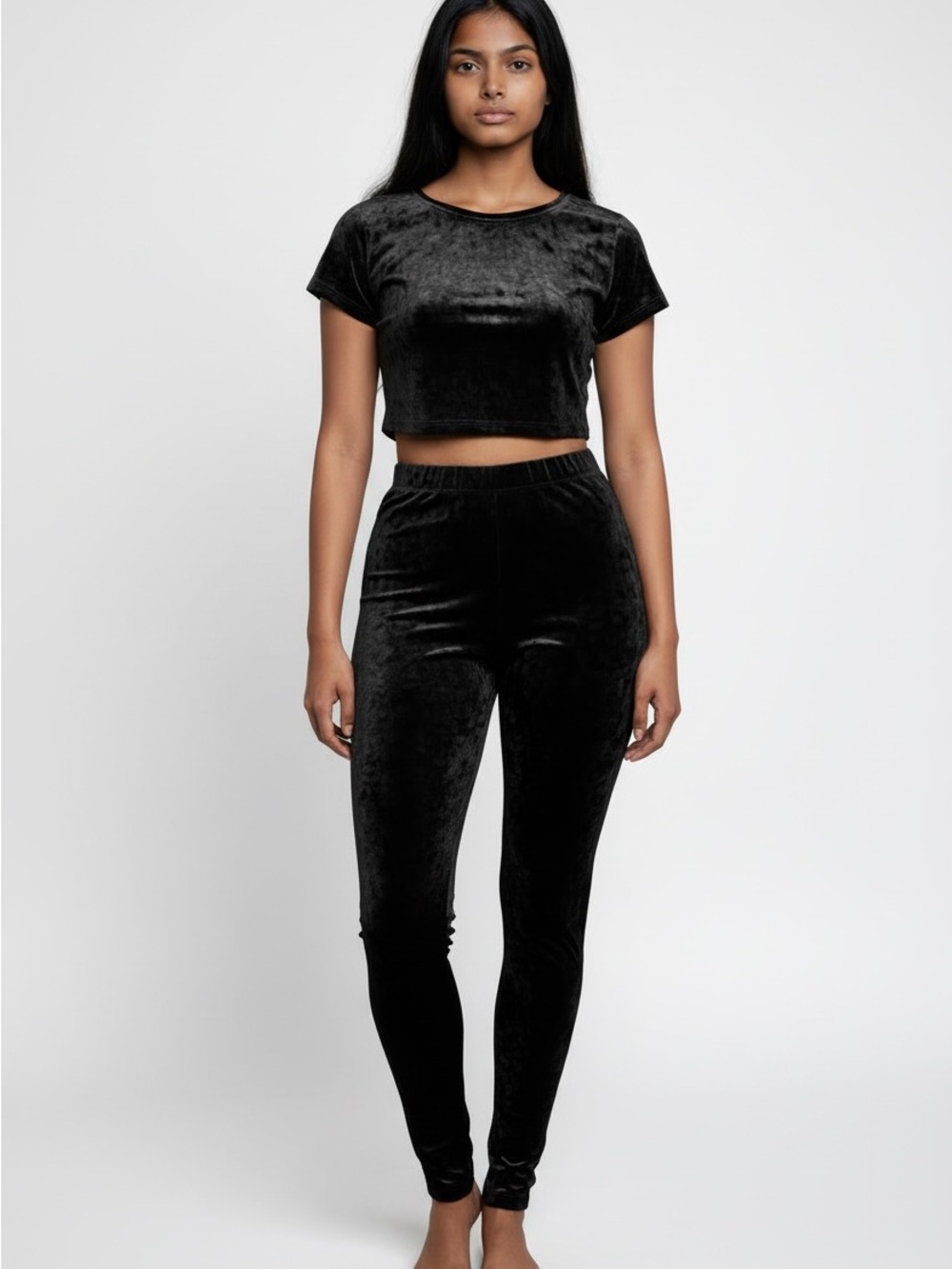 Forever 21 Black Velvet High-Waist Leggings